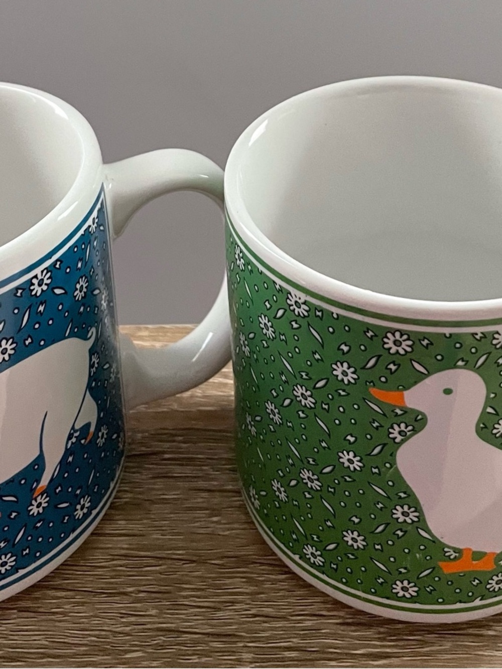 Duck and Pig vintage cute mugs